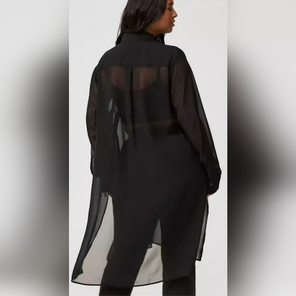 Two New Torrid Chiffon ButtonUp Long Sleeved Tunics, Deep Black & Winetasting 2X - Picture 3 of 5